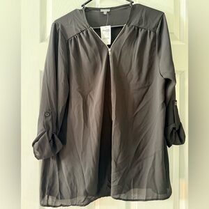 Charlotte Russe sheer zip Black Top